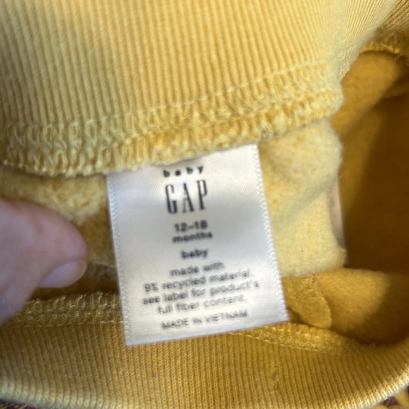 Gap Baby Set Hoodie Zip Up Joggers Floral 12-18 months Toddler Sweater yellow - Picture 5 of 6